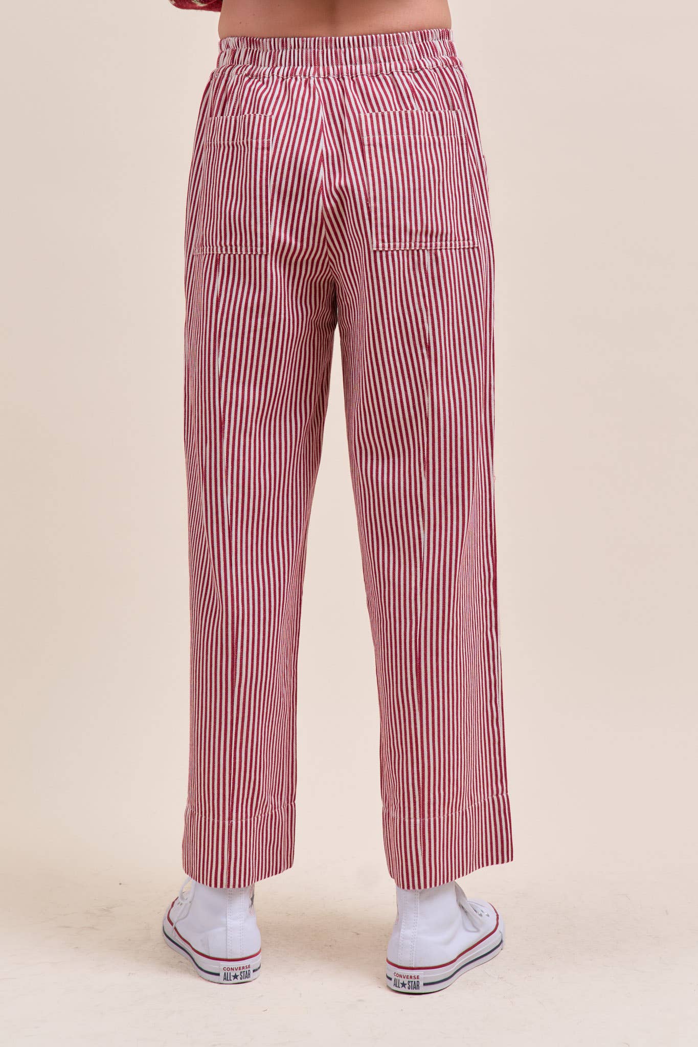 Red + Off White Stripe Wide Leg Pants - Purpose + Passion Boutique