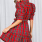 Red Plaid Short Puff Sleeve Mini Dress - Purpose + Passion Boutique