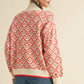 Red/Orange Floral Mock Neck Half Zip Pullover - Purpose + Passion Boutique