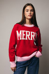 Red/Pink Crew Neck Long Sleeve 