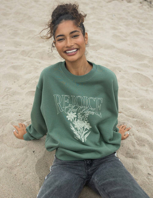 Rejoice Green Crewneck - Purpose + Passion Boutique
