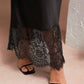 Retro Lace - Trimmed Black Satin Midi Skirt - Purpose + Passion Boutique
