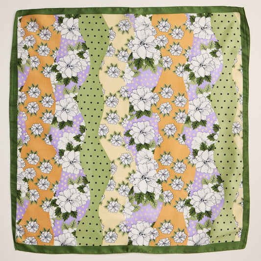 Retro Olive Floral Square Scarf - Purpose + Passion Boutique
