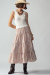 Ribbed Bodice Striped Khaki Tiered Maxi Dress - Purpose + Passion Boutique