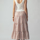 Ribbed Bodice Striped Khaki Tiered Maxi Dress - Purpose + Passion Boutique