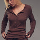 Ribbed Henley Long Sleeve Top - Purpose + Passion Boutique
