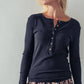 Ribbed Henley Long Sleeve Top - Purpose + Passion Boutique