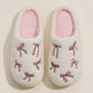 Ribbon Embroidery Fuzzy Slippers - Purpose + Passion Boutique