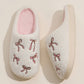 Ribbon Embroidery Fuzzy Slippers - Purpose + Passion Boutique
