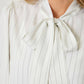 Ribbon Tie Stripe Bubble Sleeve Blouse - Purpose + Passion Boutique
