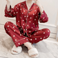 Romantic Red Heart Satin Pajamas Set - Purpose + Passion Boutique