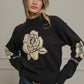 Rose Jacquard Knit Black Sweater - Purpose + Passion Boutique