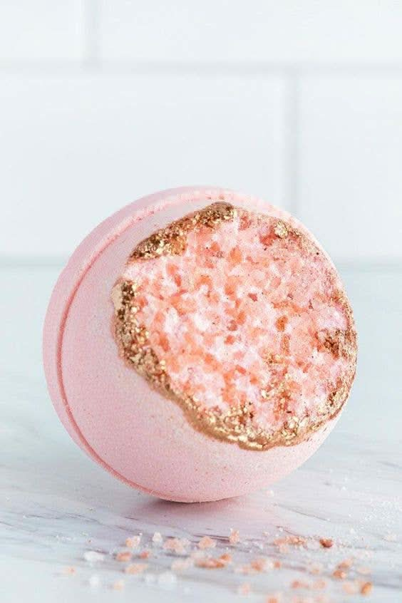 Rose Quartz Crystal Geode Bath Bomb - Purpose + Passion Boutique