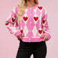 Rosie Red Argyle Heart Button Knit Cardigan - Purpose + Passion Boutique