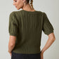 Round Neck Puff Sleeve Cable Sweater - Purpose + Passion Boutique