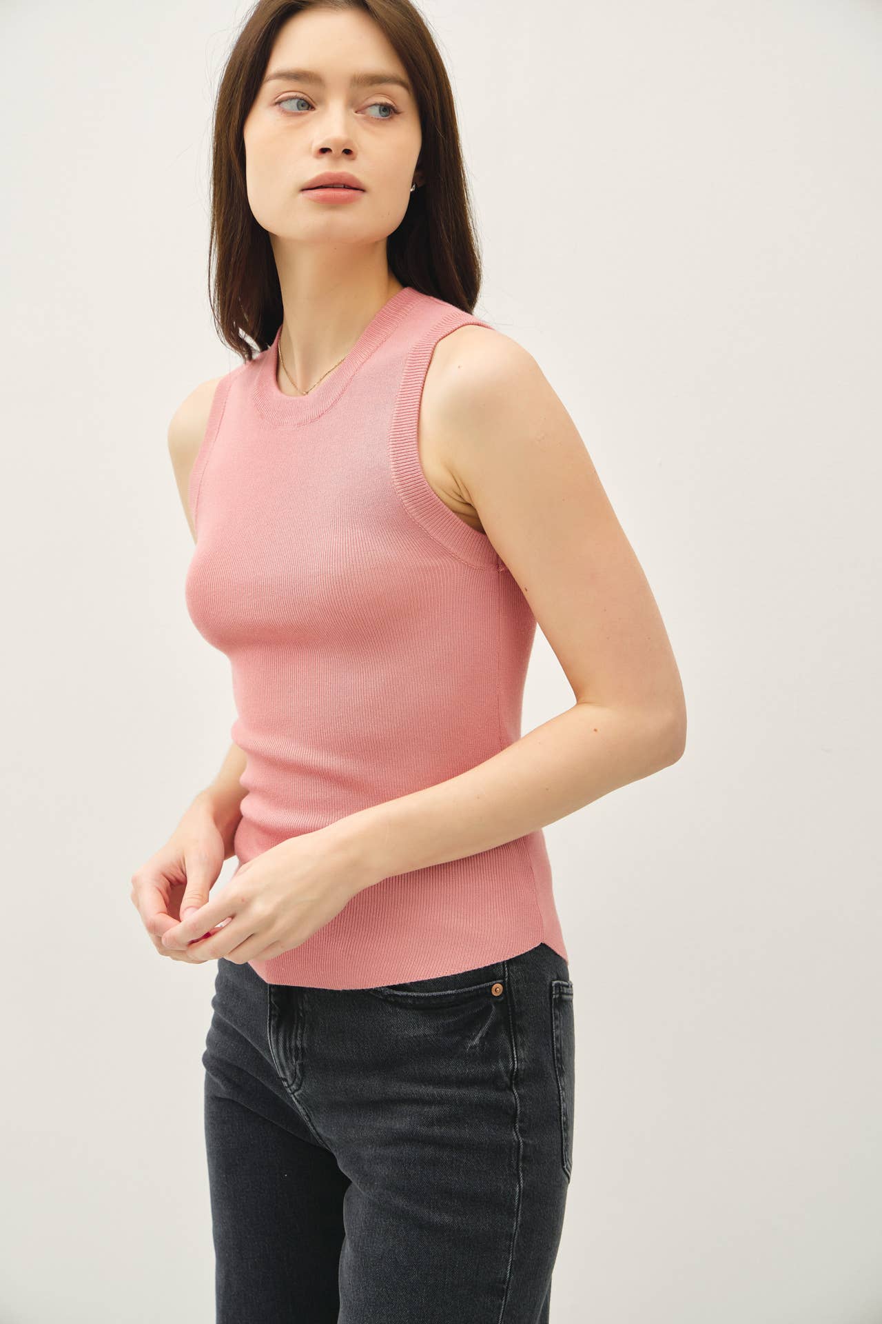 Round Neck Slim Ribbed Tank Top - Purpose + Passion Boutique