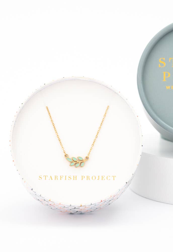 Rowen Leaf Necklace in Mint - Purpose + Passion Boutique