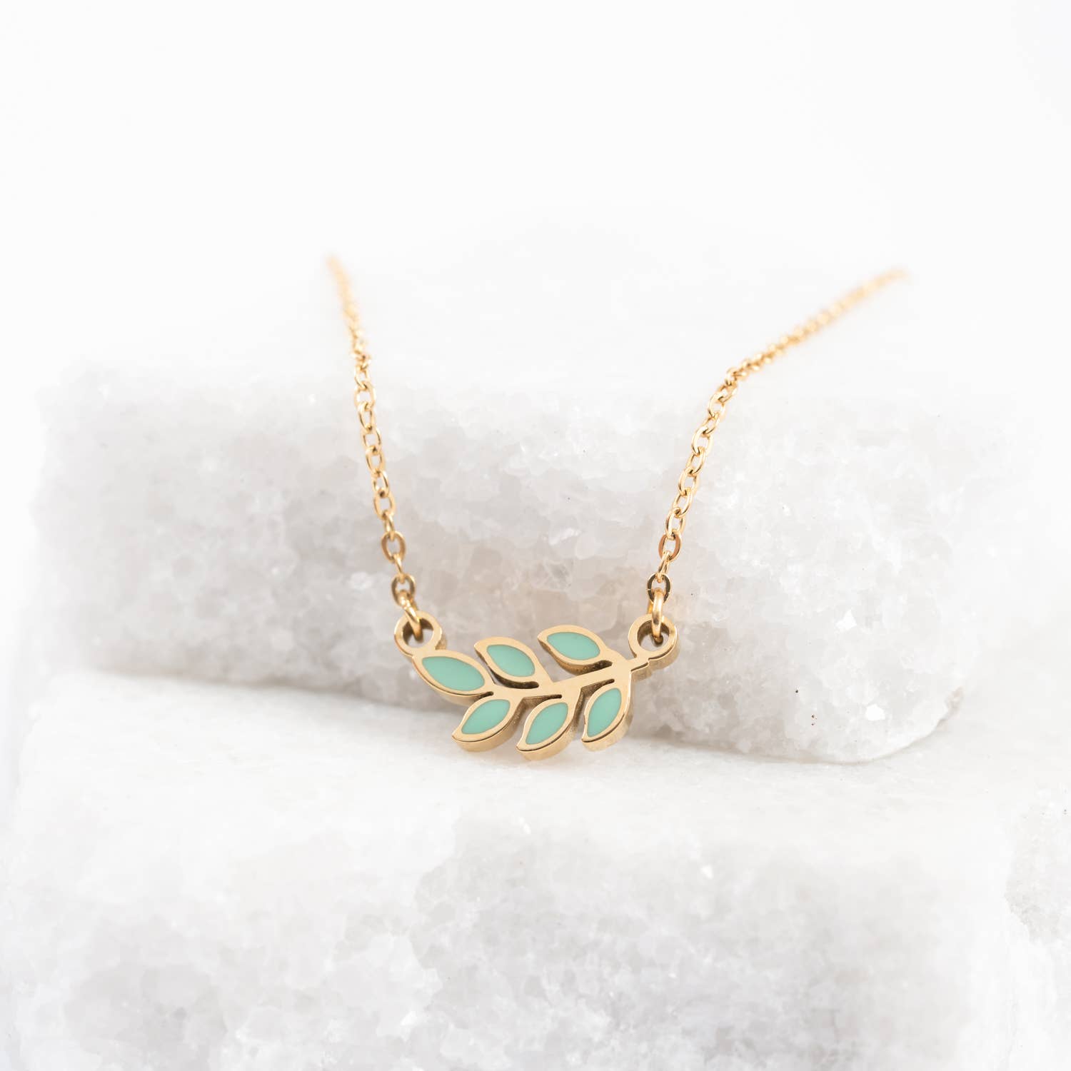 Rowen Leaf Necklace in Mint - Purpose + Passion Boutique