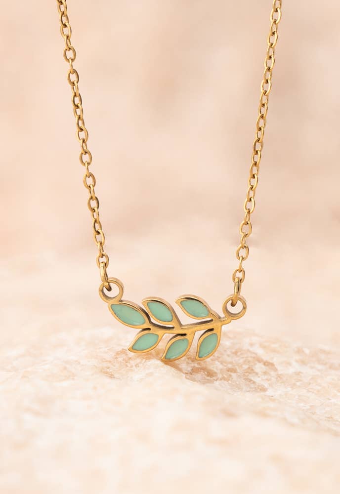 Rowen Leaf Necklace in Mint - Purpose + Passion Boutique