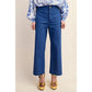 Royal Blue Stretchy Denim - Like Fabric Ankle Cropped Pants - Purpose + Passion Boutique