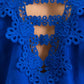 Royal Blue V - Neck Eyelet Lace Blouse - Purpose + Passion Boutique