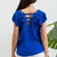 Royal Blue V - Neck Eyelet Lace Blouse - Purpose + Passion Boutique