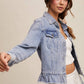 Ruffled Hem Light Denim Jacket - Purpose + Passion Boutique