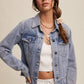 Ruffled Hem Light Denim Jacket - Purpose + Passion Boutique