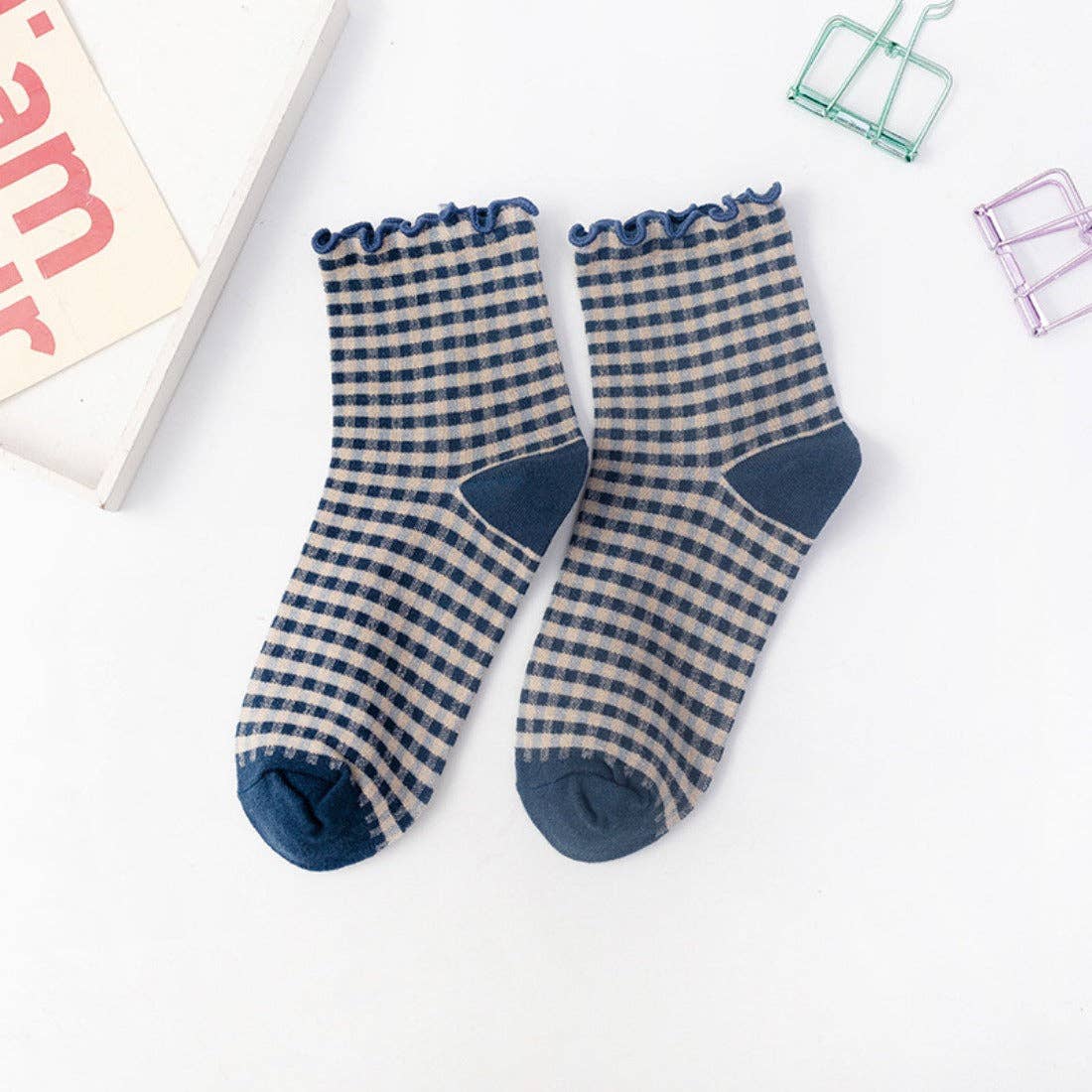 Rufia Colorful Check Pattern Lace Socks - Purpose + Passion Boutique
