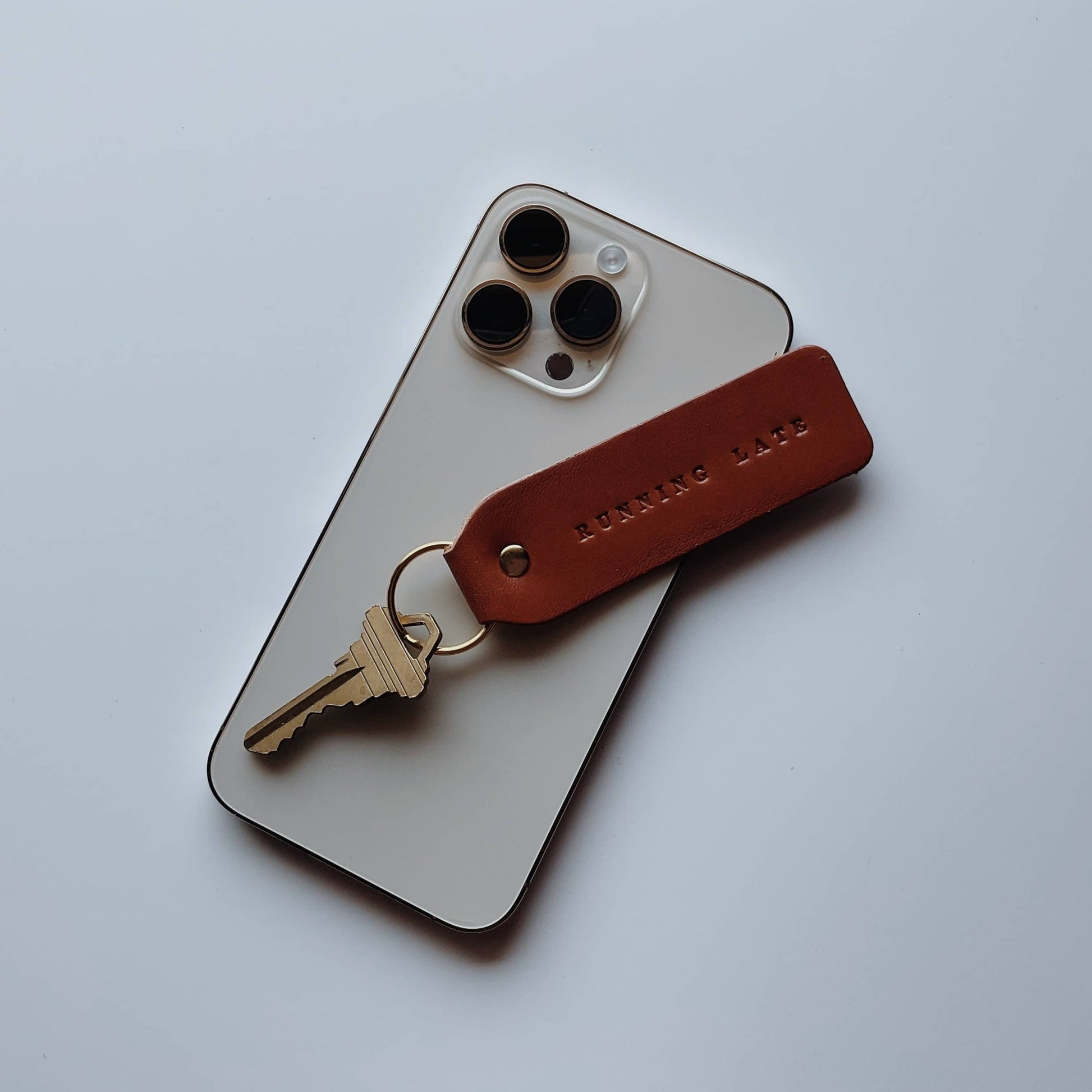 `“Running Late” Keychain  - Espresso/Gold - Purpose + Passion Boutique