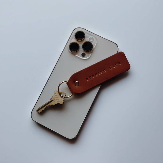 `“Running Late” Keychain  - Espresso/Gold - Purpose + Passion Boutique
