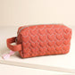 Rust Linen Heart Embroidered Makeup Bag - Purpose + Passion Boutique