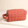 Rust Linen Heart Embroidered Makeup Bag - Purpose + Passion Boutique