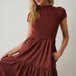 Rust Mock Neck Knit Tiered Dress - Purpose + Passion Boutique