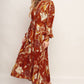 Rust/Cream Pattern Long Dress - Purpose + Passion Boutique