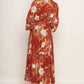 Rust/Cream Pattern Long Dress - Purpose + Passion Boutique