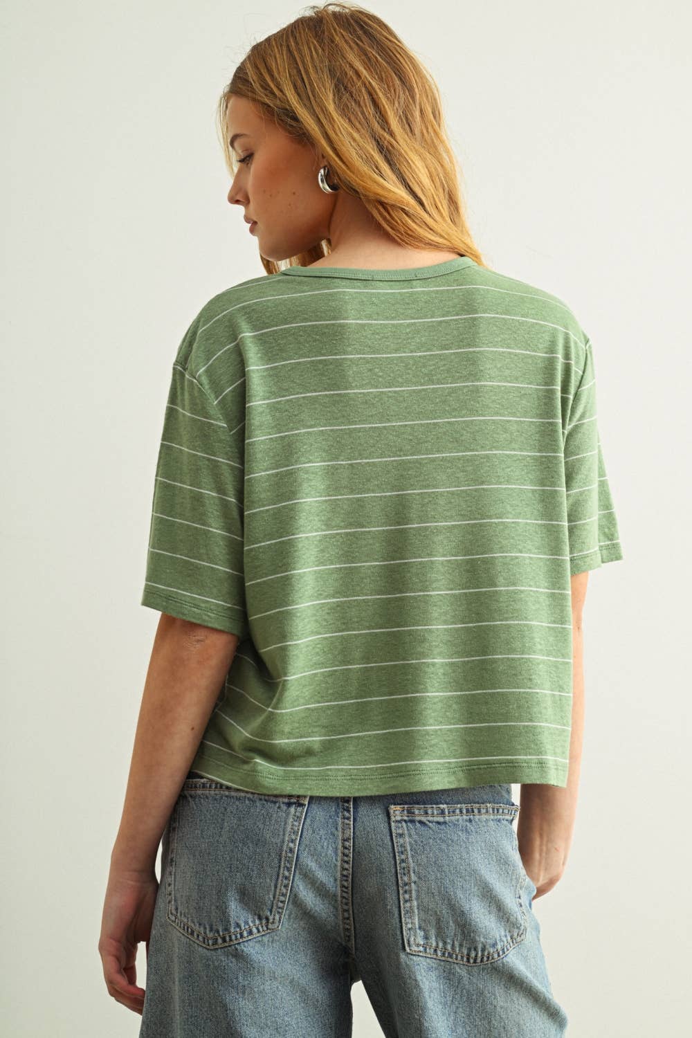 Sage Stripe Cotton Linen Top - Purpose + Passion Boutique