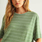 Sage Stripe Cotton Linen Top - Purpose + Passion Boutique