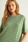 Sage Stripe Cotton Linen Top - Purpose + Passion Boutique