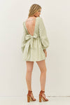 Sage Stripe Mini Balloon - Sleeve Dress - Purpose + Passion Boutique