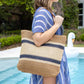 Sarasota Straw Tote - Natural/Navy - Purpose + Passion Boutique