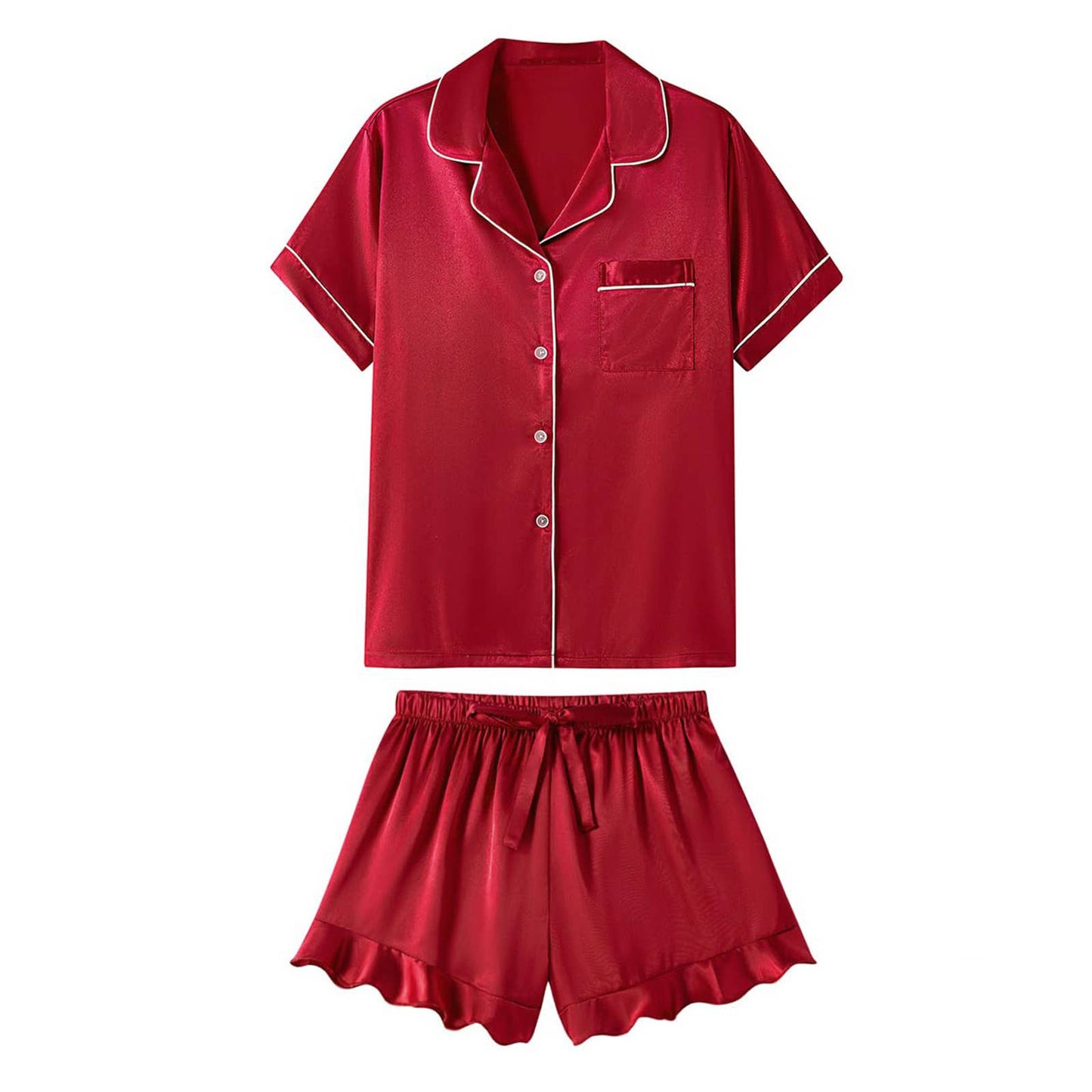 Satin Ruffled Loungewear Set (2pc) - Purpose + Passion Boutique