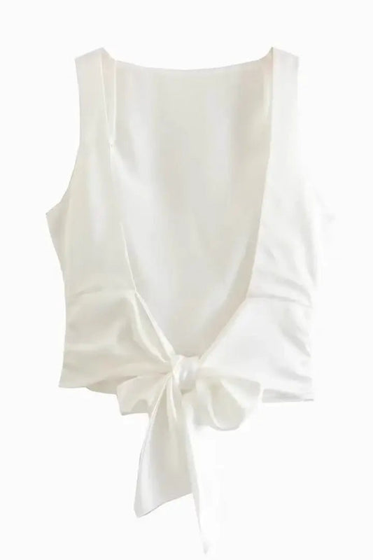 Satin Sleeveless Backless Top - Purpose + Passion Boutique