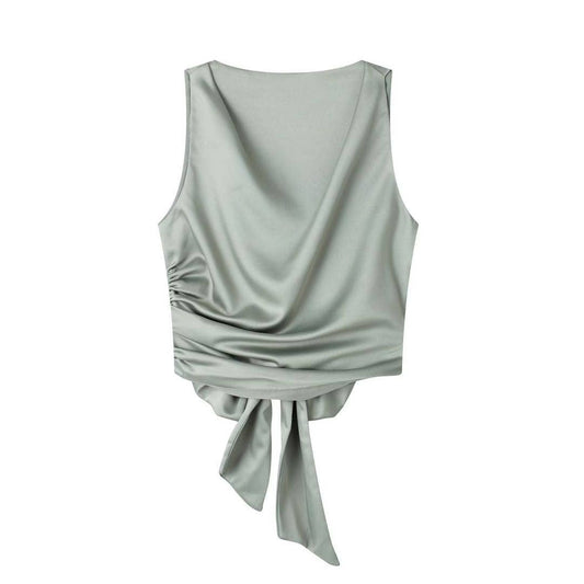 Satin Sleeveless Backless Top - Purpose + Passion Boutique