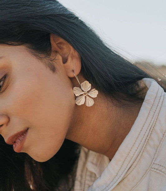Sayuri Flower Silver Drop Earrings - Purpose + Passion Boutique