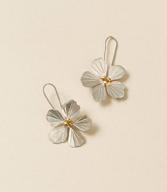 Sayuri Flower Silver Drop Earrings - Purpose + Passion Boutique