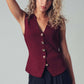 Sculpted Burgundy Button - Front Knit Vest - Purpose + Passion Boutique