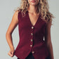 Sculpted Burgundy Button - Front Knit Vest - Purpose + Passion Boutique