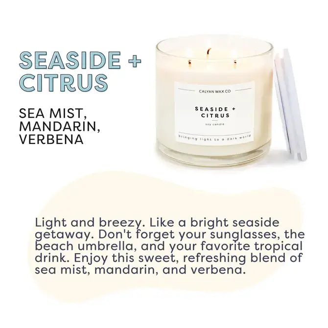 Seaside + Citrus - 3 Wick Clear Glass Tumbler Soy Candle - Purpose + Passion Boutique