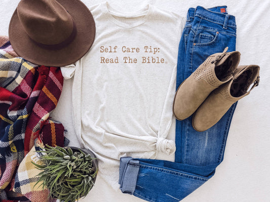 Self Care Tip Read The Bible T-shirt - Purpose + Passion Boutique